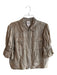 Cinq a Sept Size S Khaki Cupro Collared Zip Front 1/2 Puff Sleeve Jacket Khaki / S