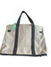 No Brand Cream & Gray Canvas Top Handles Gold Hardware Fold Over Tote Bag Cream & Gray / L