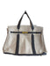 No Brand Cream & Gray Canvas Top Handles Gold Hardware Fold Over Tote Bag Cream & Gray / L
