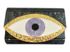 No Brand Black & Multi Acrylic Fold Over Eye Inside Pocket Clutch Bag Black & Multi