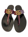 Gucci Shoe Size 37 Black & Maroon Leather Gold hardware Logo Flat Shoes Black & Maroon / 37