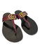 Gucci Shoe Size 37 Black & Maroon Leather Gold hardware Logo Flat Shoes Black & Maroon / 37