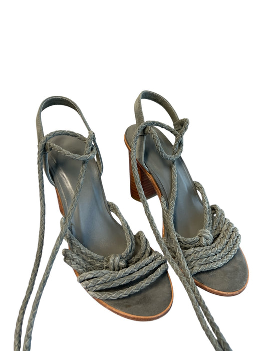 Joie Shoe Size 36.5 Grey Leather Suede Woven Detail Tie Ankle Block heel Shoes Grey / 36.5