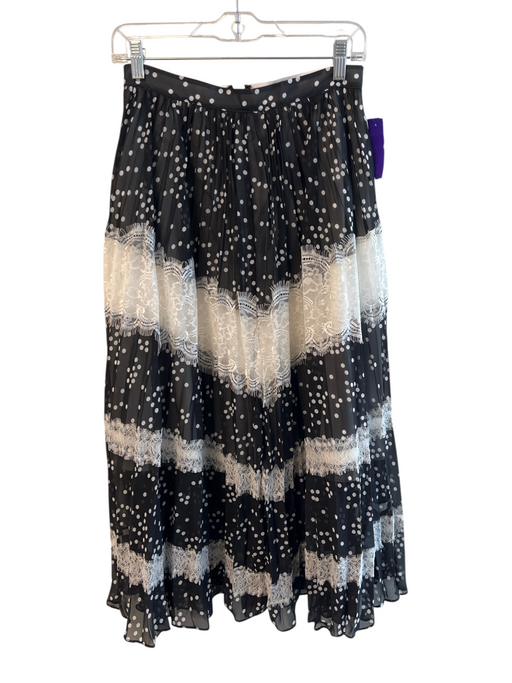 Asos Size 6 Black & White Polyester Back Zip Lace Polka dot Maxi Skirt Black & White / 6