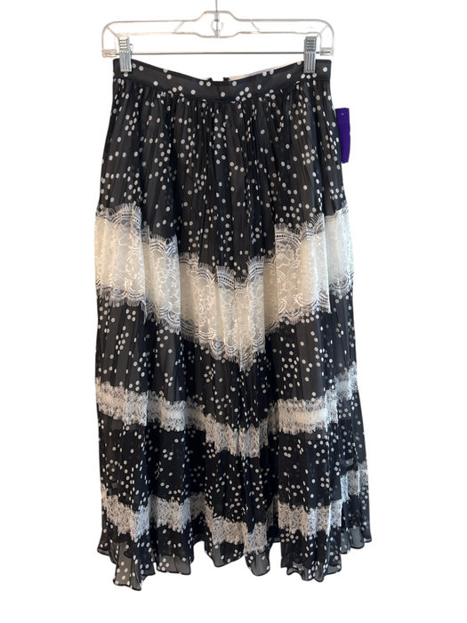 Asos Size 6 Black & White Polyester Back Zip Lace Polka dot Maxi Skirt Black & White / 6