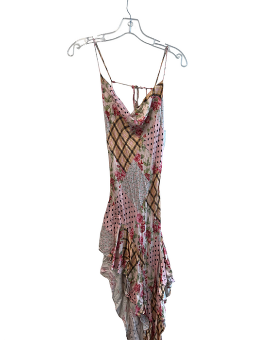 For Love & Lemons Size S Pink Mix Ecovera Spaghetti Strap Cowl Neck Dress Pink Mix / S
