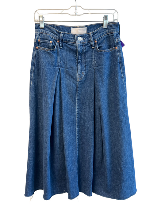Mother Size 27 Dark Wash Cotton Pleat Detail Front Pocket Maxi Zip Fly Skirt Dark Wash / 27