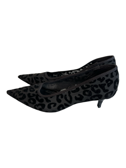 Zara Shoe Size 36 Black Mesh Kitten Heel Pointed Toe Animal Print Textured Shoes Black / 36