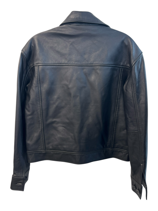 Quince Size XS Black Leather Front Button Breast Pocket Boxy Fit Jacket Black / XS