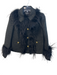 Halogen Size XS Black Polyester Feather Detail Metallic Thread Boxy Fit Jacket Black / XS