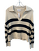 Velvet Size XS Cream & Black Cotton Wide Stripes V Neck Collared Sweater Cream & Black / XS