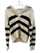 Velvet Size XS Cream & Black Cotton Wide Stripes V Neck Collared Sweater Cream & Black / XS