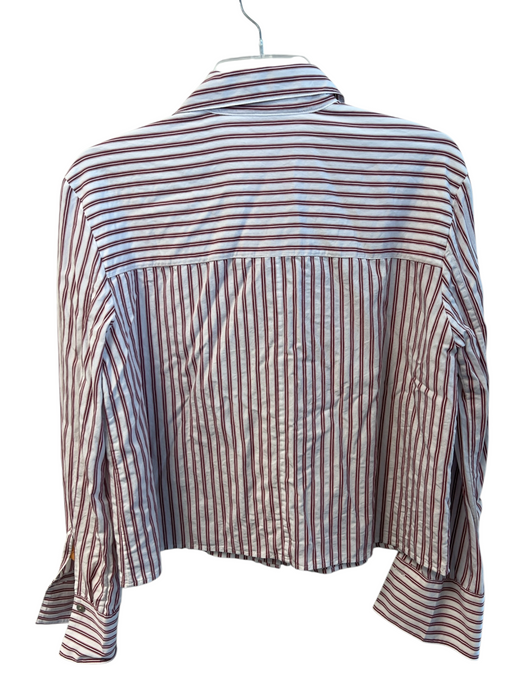Vince Size S/P White & Raspberry No Fabric Tag Striped Button Down Collared Top White & Raspberry / S/P
