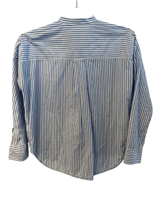 Everlane Size 00 Blue & White Cotton Striped Long Sleeve Half Button Top Blue & White / 00