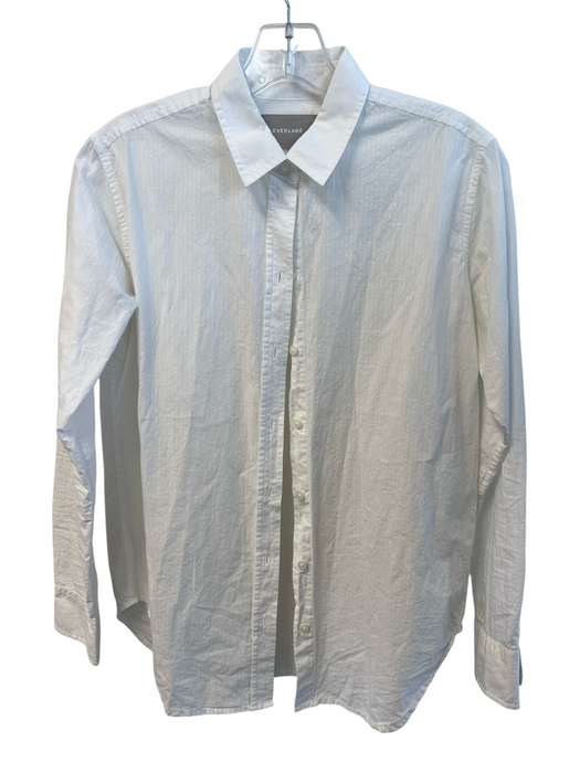 Everlane Size 00 White Cotton Slight Stripes Long Sleeve Button Down Top White / 00
