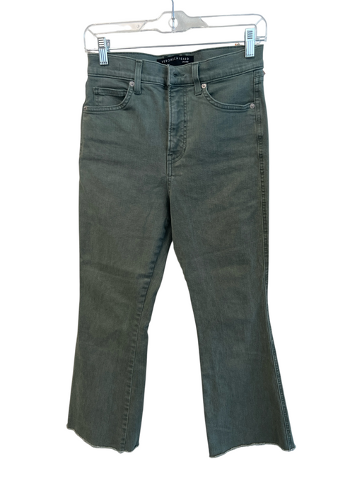 Veronica Beard Size 28 Green Cotton Blend Zip Fly 5 Pocket High Waist Jeans Green / 28