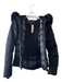 Obermyer Size 4 Black Polyester Faux Fur Detachable Collar Hood Front Zip Jacket Black / 4