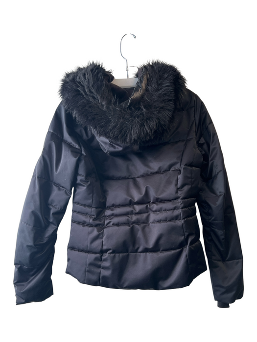 Obermyer Size 4 Black Polyester Faux Fur Detachable Collar Hood Front Zip Jacket Black / 4