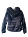 Obermyer Size 4 Black Polyester Faux Fur Detachable Collar Hood Front Zip Jacket Black / 4