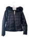 Obermyer Size 4 Black Polyester Faux Fur Detachable Collar Hood Front Zip Jacket Black / 4