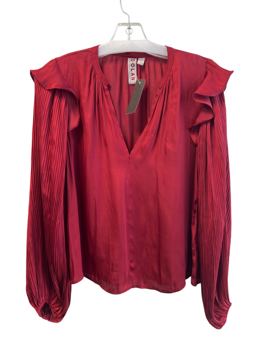 Dolan Size XS Cranberry Polyester round split neck Long Wide Sleeve Top Cranberry / XS