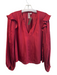Dolan Size XS Cranberry Polyester round split neck Long Wide Sleeve Top Cranberry / XS