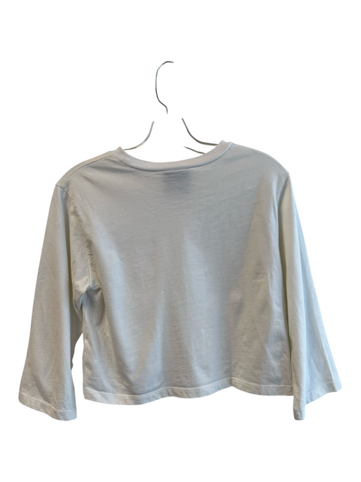 Reformation Size Small White Cotton Long Sleeve Crew Neck Cropped Top White / Small