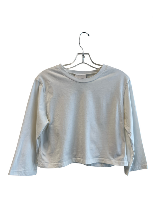 Reformation Size Small White Cotton Long Sleeve Crew Neck Cropped Top White / Small
