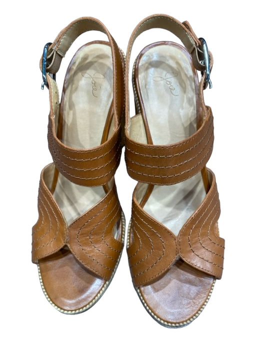 Joie Shoe Size 36.5 light brown Leather Stitch Detail Open Toe Heel Strap Shoes light brown / 36.5
