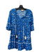 Playa Lucila Size XS Blue & Multi Cotton Floral Pintuck Half Sleeve Dress Blue & Multi / XS