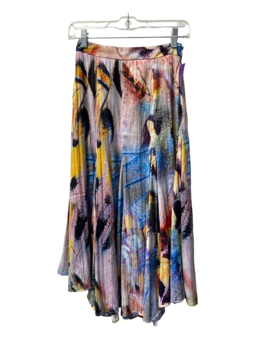 By Anthropologie Size OP Multi Polyester Side Zip Abstract Kick Flare Skirt Multi / OP