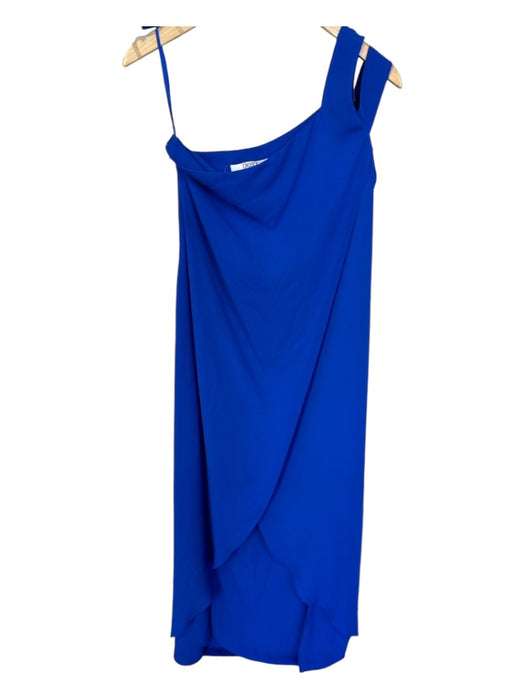 Crosby Size 4 Blue Polyester One Shoulder Slit Gown Blue / 4