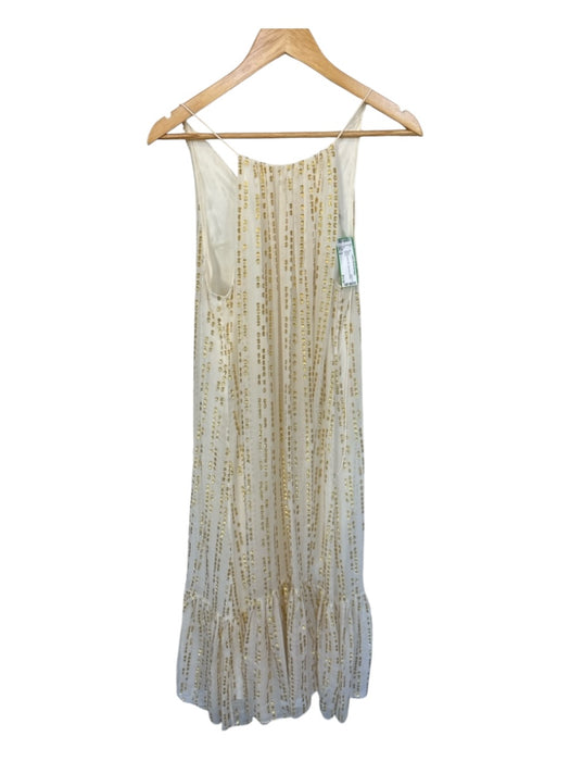 Tibi Size 4 White & Gold Silk Sleeveless Metallic Gown White & Gold / 4