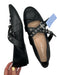 Madden Girl Shoe Size 9 Black & Silver Vegan Leather Buckles Bow Flats Black & Silver / 9