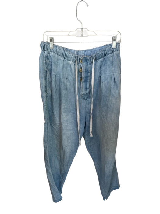 Free People Size L Light Wash Tencel Drawstring Balloon Leg Chambray Pants Light Wash / L