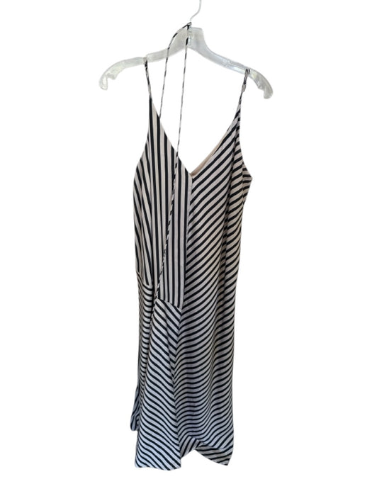 Banana Republic Size L Cream & Black Polyester Spaghetti Strap Striped Dress Cream & Black / L