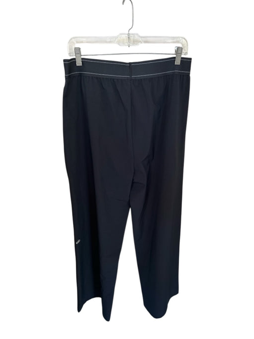 Alo Size L Black & White Polyester Blend Waist Band Wide Leg Athletic Pants Black & White / L