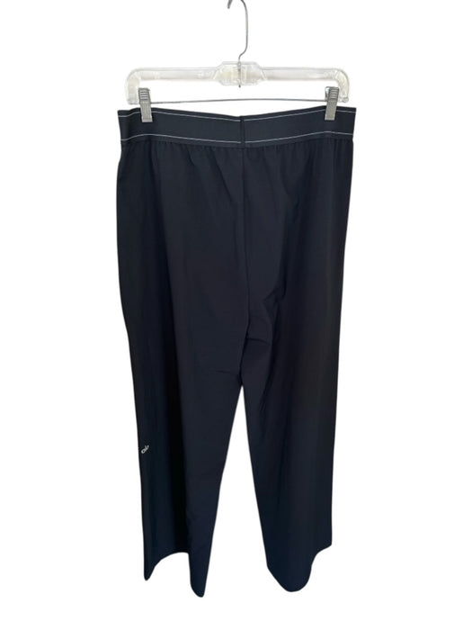 Alo Size L Black & White Polyester Blend Waist Band Wide Leg Athletic Pants Black & White / L