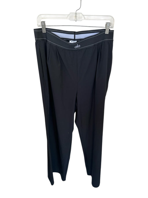 Alo Size L Black & White Polyester Blend Waist Band Wide Leg Athletic Pants Black & White / L