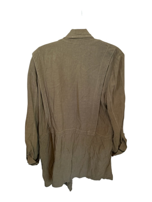 Free People Size XL Olive Green Linen Blend Drawstring Waist Button Close Jacket Olive Green / XL