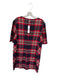 Trina Turk Size 10 Navy & Red Polyester Blend Long Sleeve Plaid Front Zip Dress Navy & Red / 10