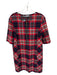 Trina Turk Size 10 Navy & Red Polyester Blend Long Sleeve Plaid Front Zip Dress Navy & Red / 10