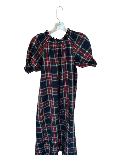 Hill House Size L Red & Navy Cotton Short Balloon Sleeve Plaid Maxi Dress Red & Navy / L