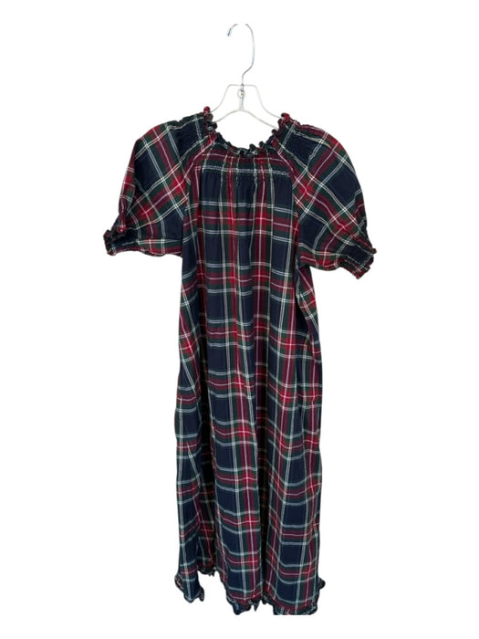 Hill House Size L Red & Navy Cotton Short Balloon Sleeve Plaid Maxi Dress Red & Navy / L