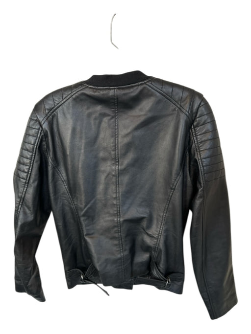 Trina Turk Size 6 Black Lamb leather Long Sleeve Full ZIp Moto Jacket Black / 6