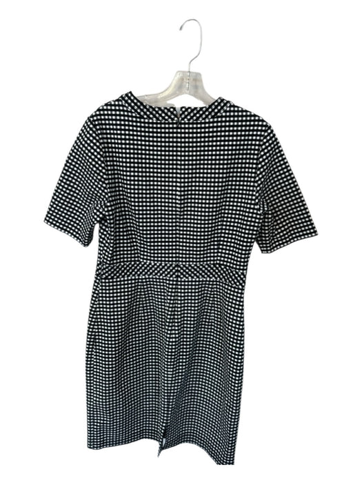 Banana Republic Size 10 Black & White Cotton Blend Long Sleeve Checkered Dress Black & White / 10