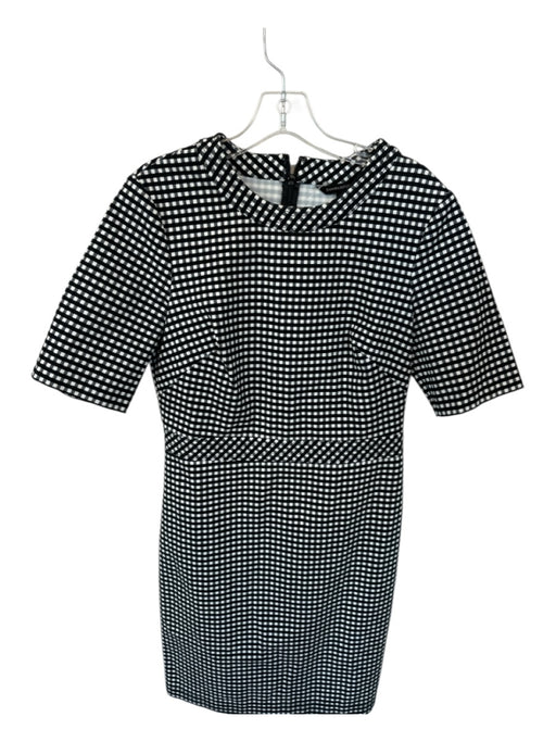 Banana Republic Size 10 Black & White Cotton Blend Long Sleeve Checkered Dress Black & White / 10