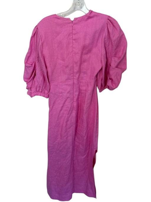 Farm Rio Size S Pink Cotton Puff Sleeves Open Front Maxi Dress Pink / S