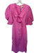 Farm Rio Size S Pink Cotton Puff Sleeves Open Front Maxi Dress Pink / S