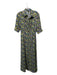 Maje Size 38 Blue, Green, Multi Polyester floral print Button Up Open Back Dress Blue, Green, Multi / 38